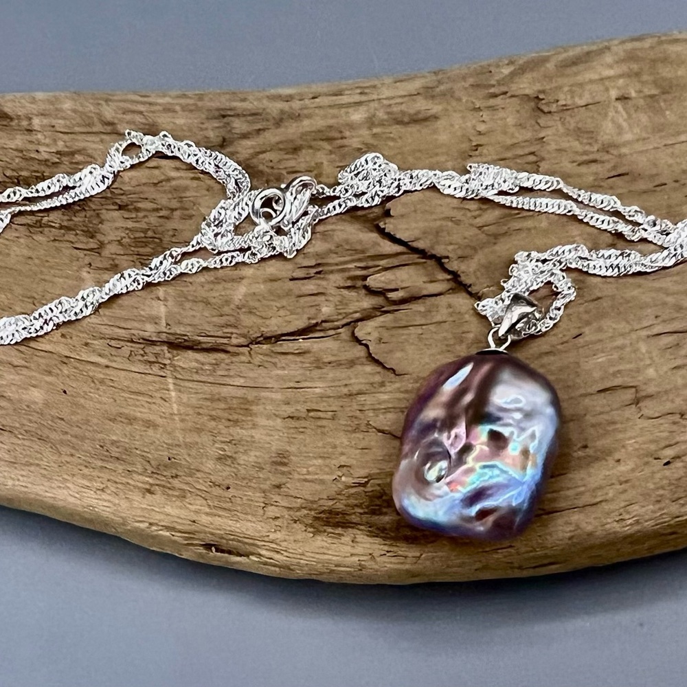 Sterling Silver and Keshi Pearl Pendant Necklace